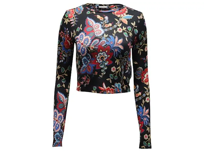 Alice + Olivia Top de manga larga con estampado floral multicolor en poliéster negro de Alice & Olivia 