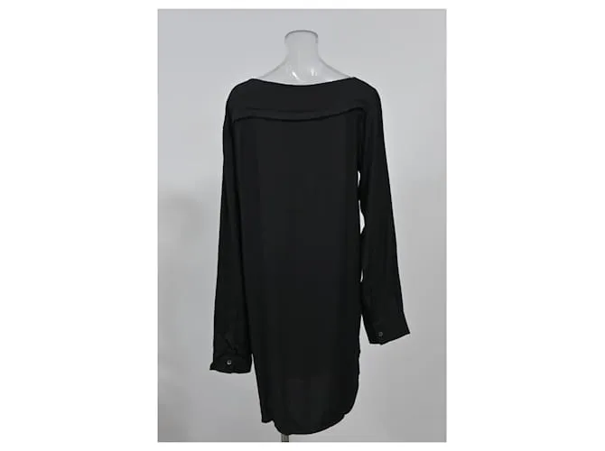 Ann Demeulemeester Top de manga larga en viscosa negra Negro 