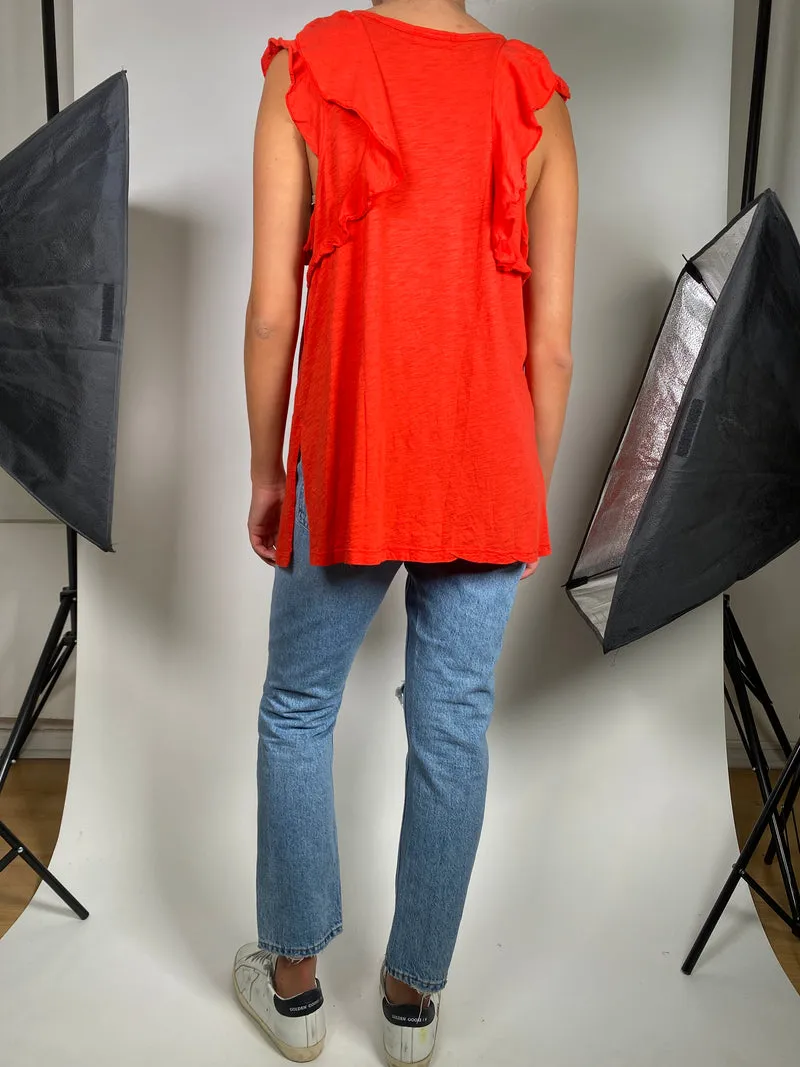 ANTHROPOLOGIE Polera Roja Sin Mangas