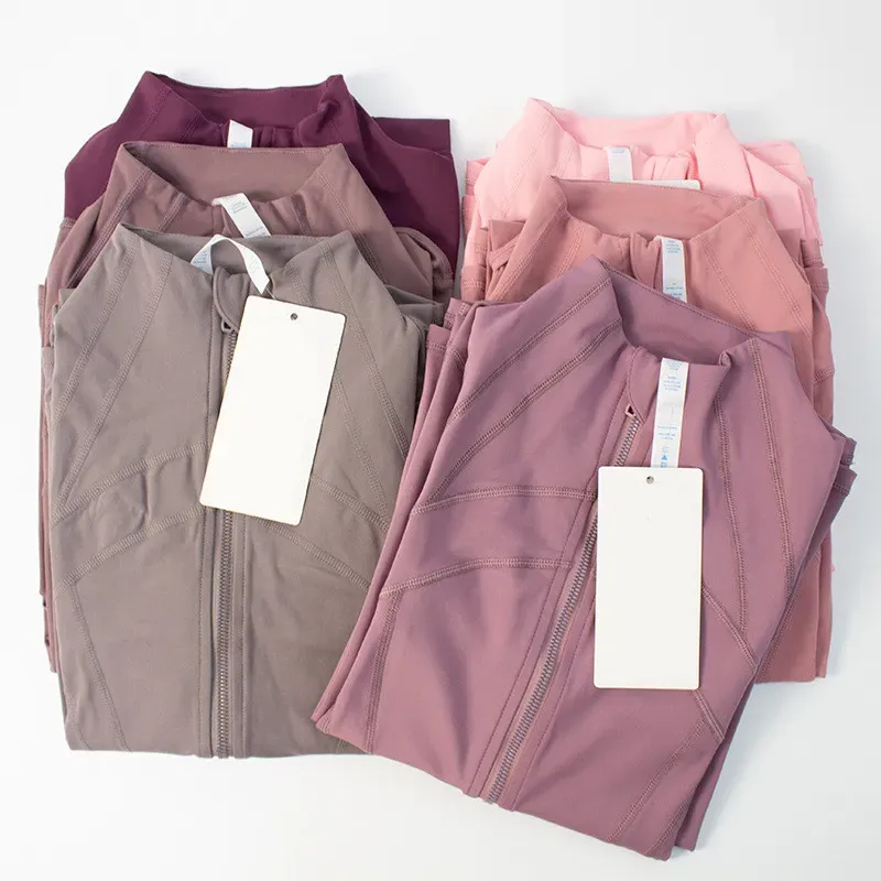 Atuendo de la chaqueta de mangas largas de yoga para mujeres con forma de deportes nude fitness jogging sportswear para dama