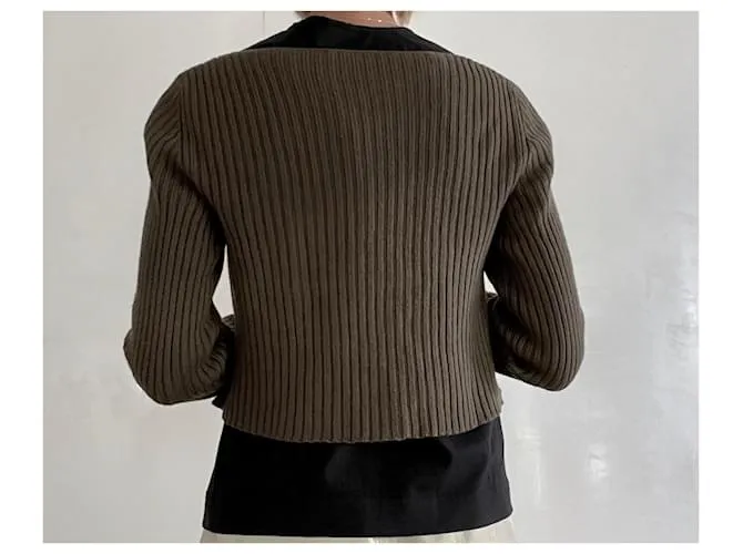 Autre Marque Chaqueta corta o chaleco corto taupe kaki de lana pura y pura Crea Concept Caqui Gris pardo 
