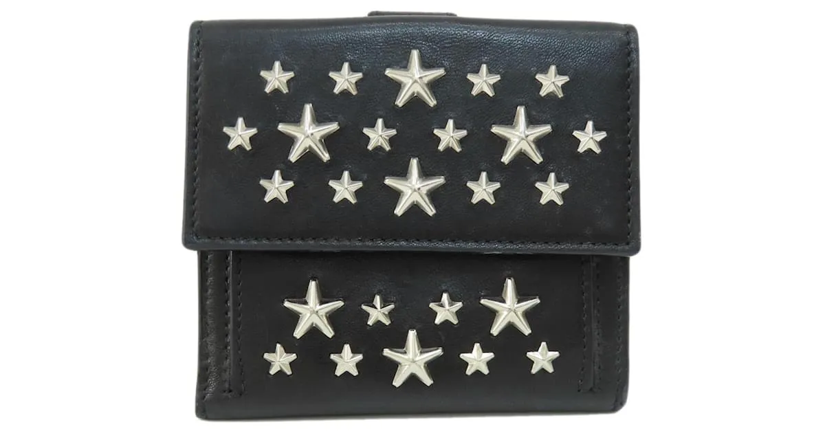 Billetera bifold con motivo de estrella Jimmy Choo Negro 