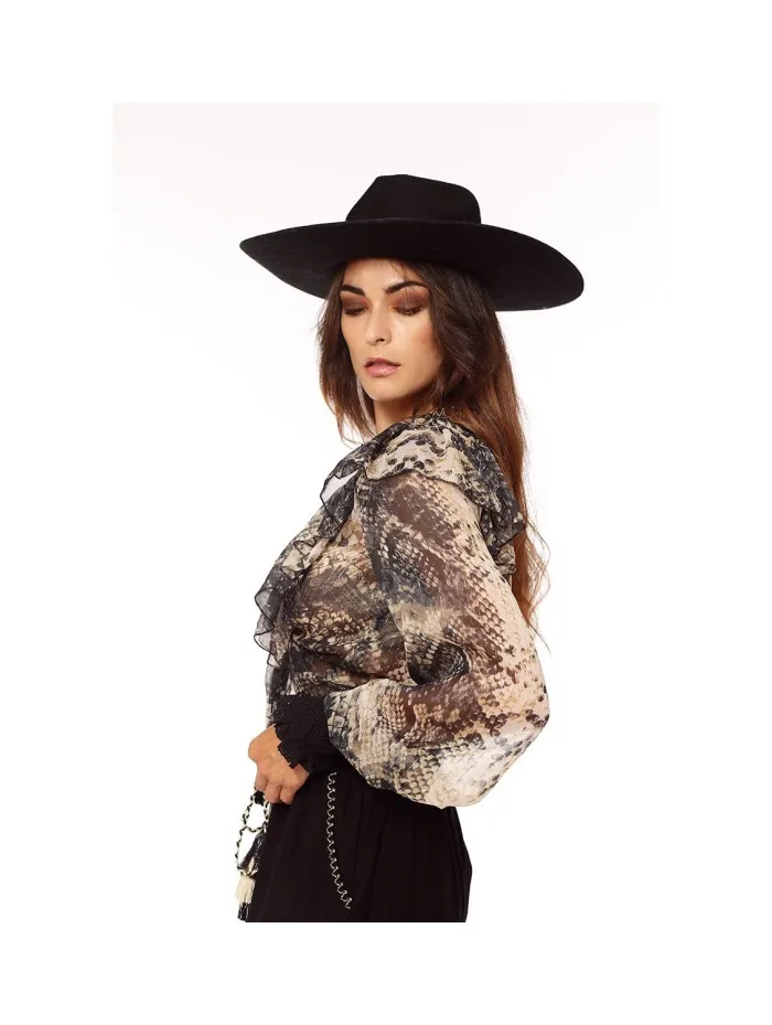 BLUSA SAVAGE CULTURE 41661-BL BOTONES ESTAMPADO SNAKE