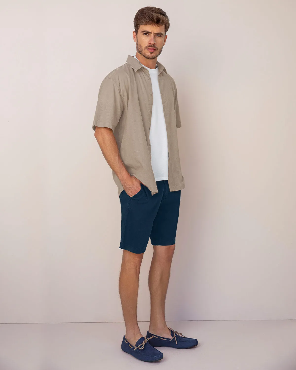 Camisa manga corta con perilla funcional y cuello camisero