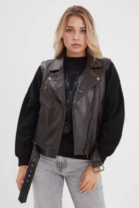 Chaqueta Mujeres Rose Garden Madeline Sheep Veg Kanwal Washed Black Cognac