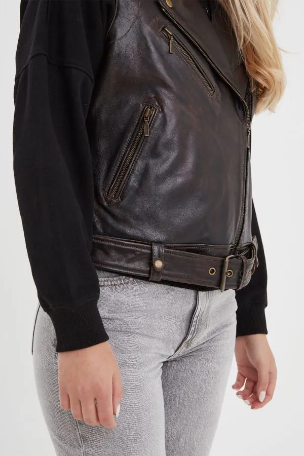 Chaqueta Mujeres Rose Garden Madeline Sheep Veg Kanwal Washed Black Cognac