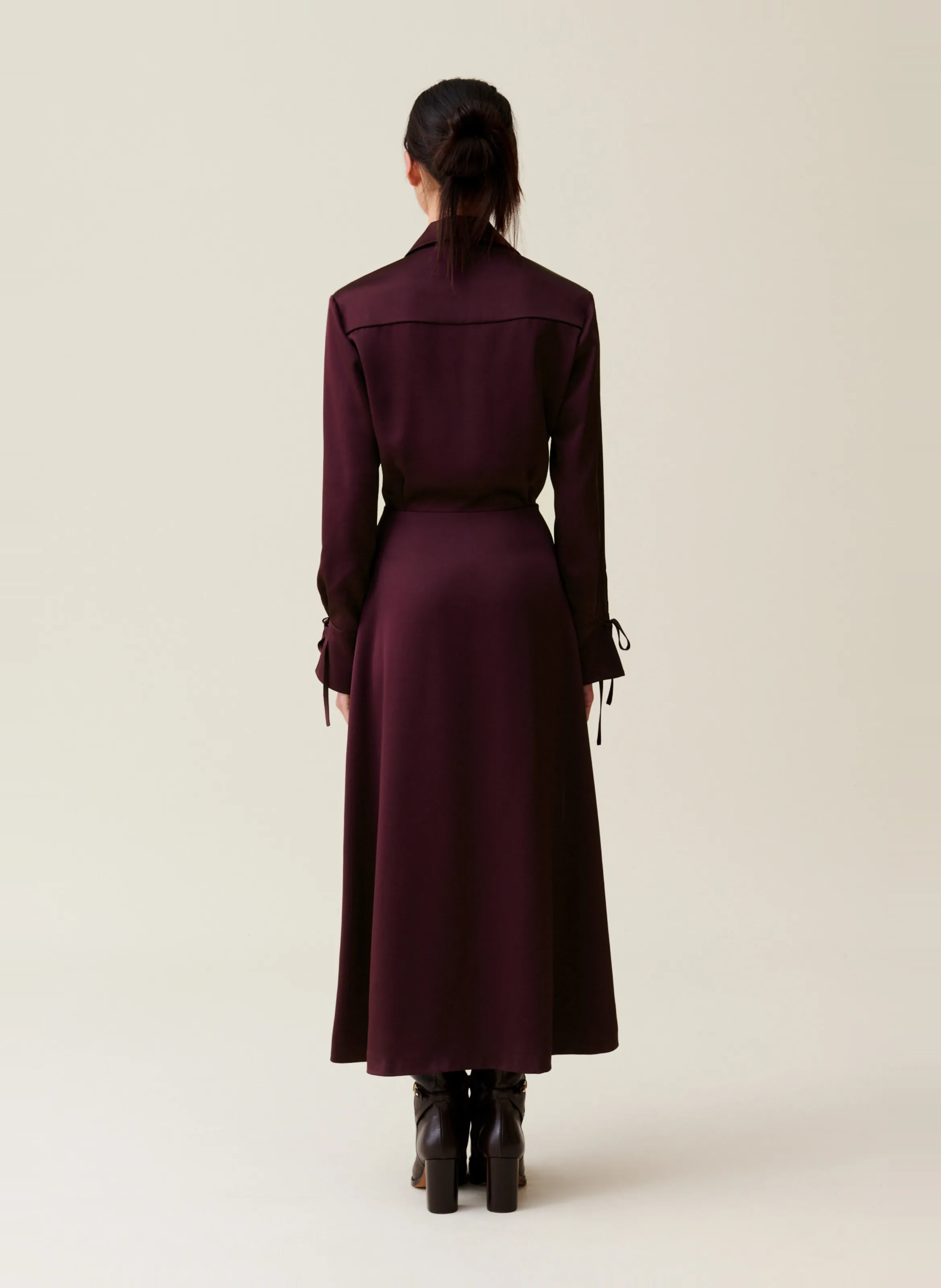 CLAUDIE PIERLOT Vestido largo fluido con cuello clásico en rojo