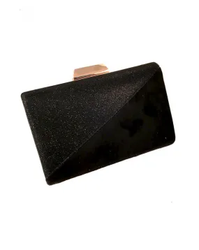 CLUTCH EN NEGRO, MITAD ANTELINA Y MITAD BRILLO