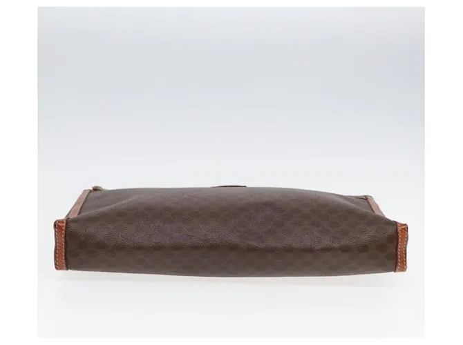 Céline Estuche de documentos CELINE en lona Macadam, maletín de cuero PVC marrón Auth bs16027 Castaño 