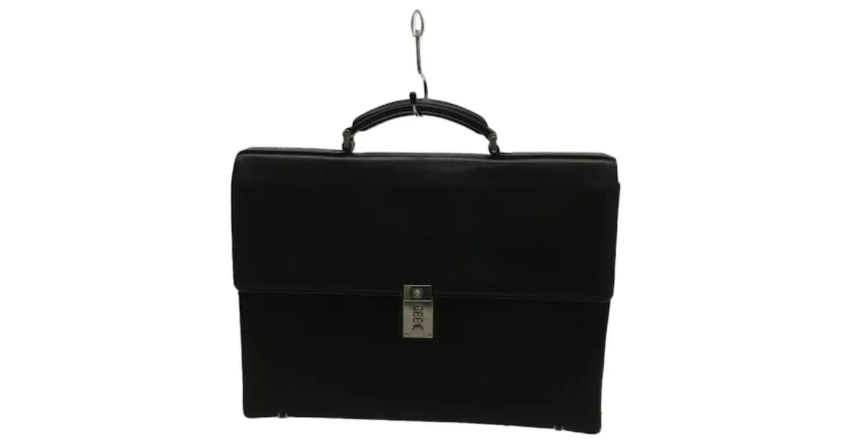 **Maletín de cuero negro Gianni Versace 