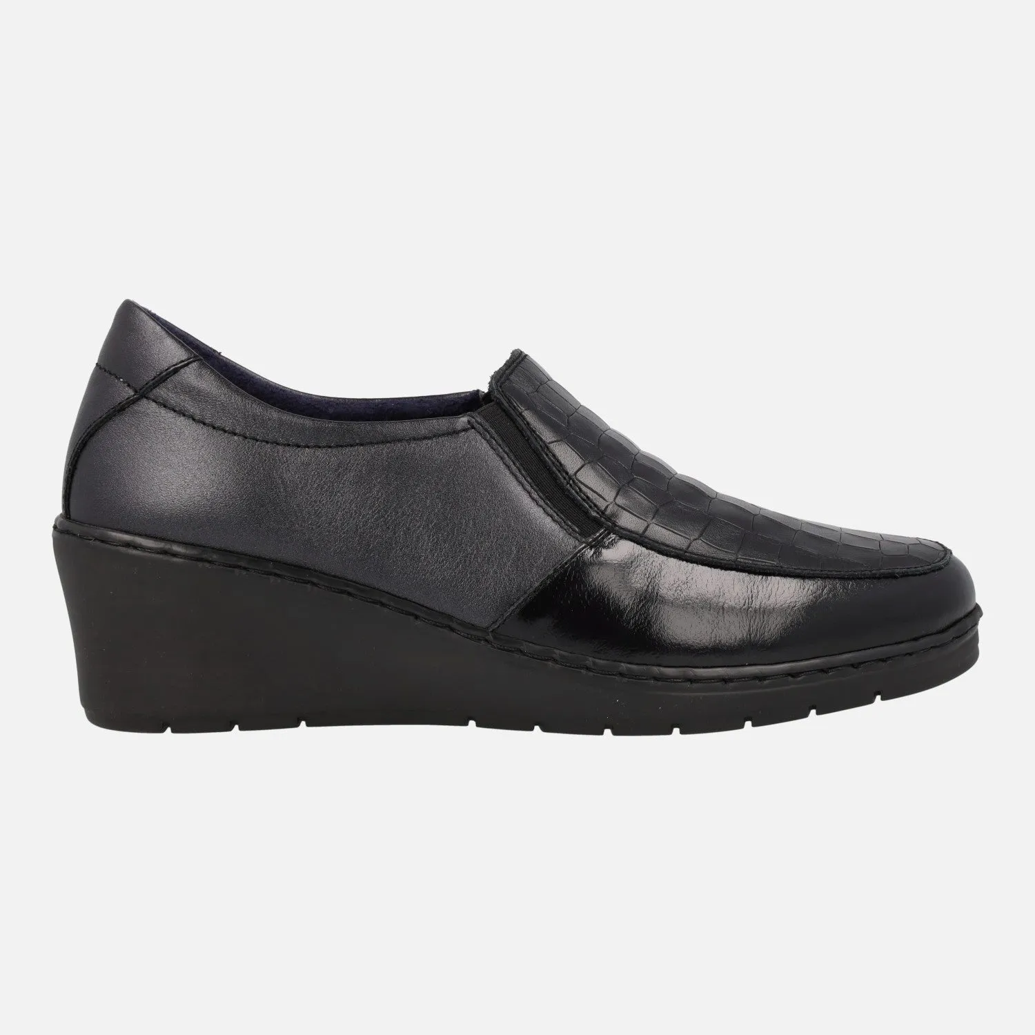Mocasines confort para mujer en multimaterial negro