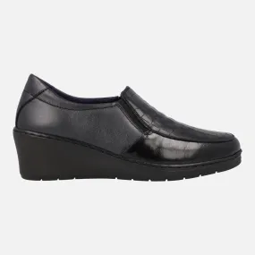Mocasines confort para mujer en multimaterial negro