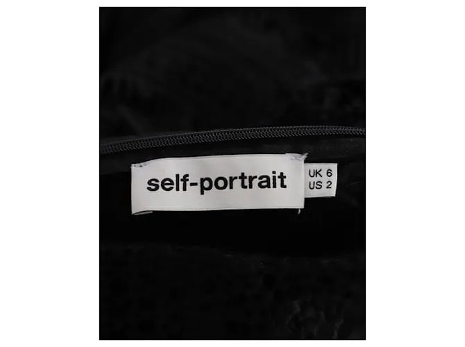 Self portrait Top de manga larga de encaje con volantes Self-Portrait en poliéster negro 