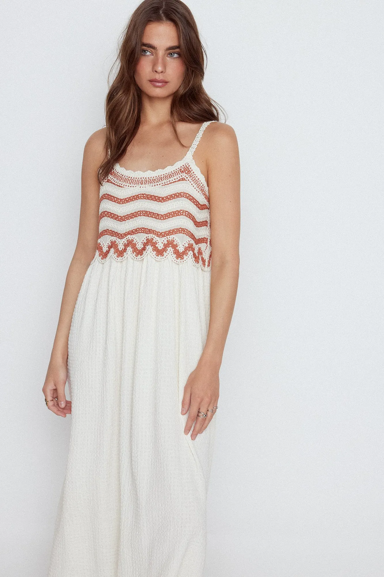 Slowlove Vestido largo bordado frontal