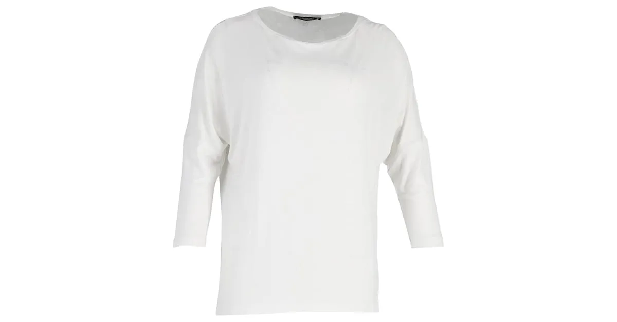 Top de manga larga con hombros caídos en viscosa blanca de Max Mara Blanco 