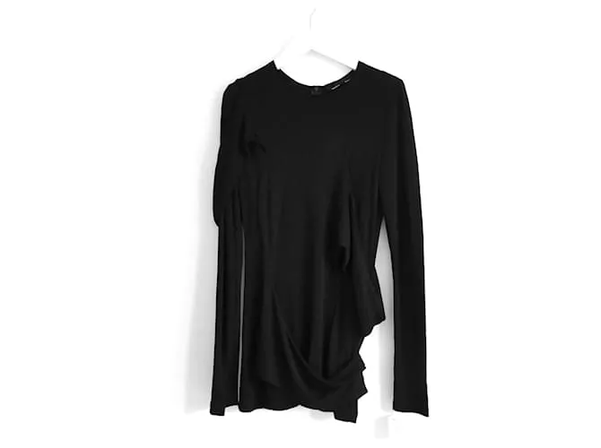 Top de manga larga drapeado de Proenza Schouler. Negro 